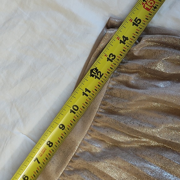 Maeve Shiny Gold Pleated Midi Skirt - Picture 7 of 11